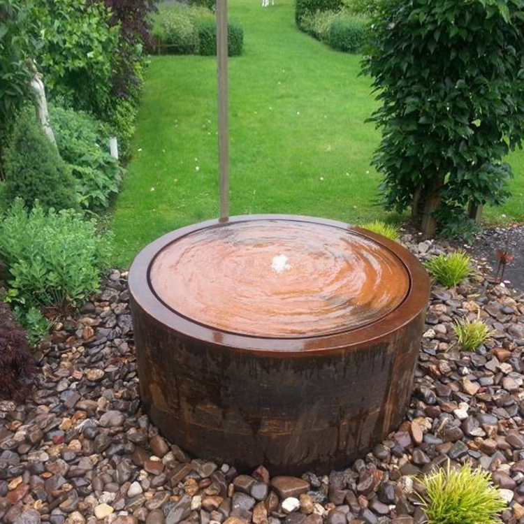 Weather resistant steel water feature