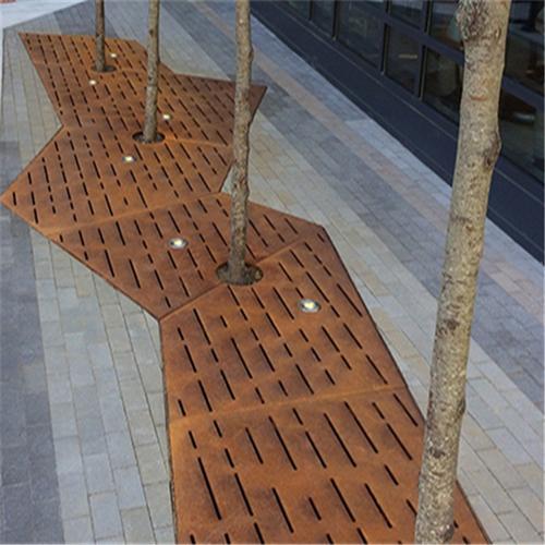 Weather resistant steel tree grates