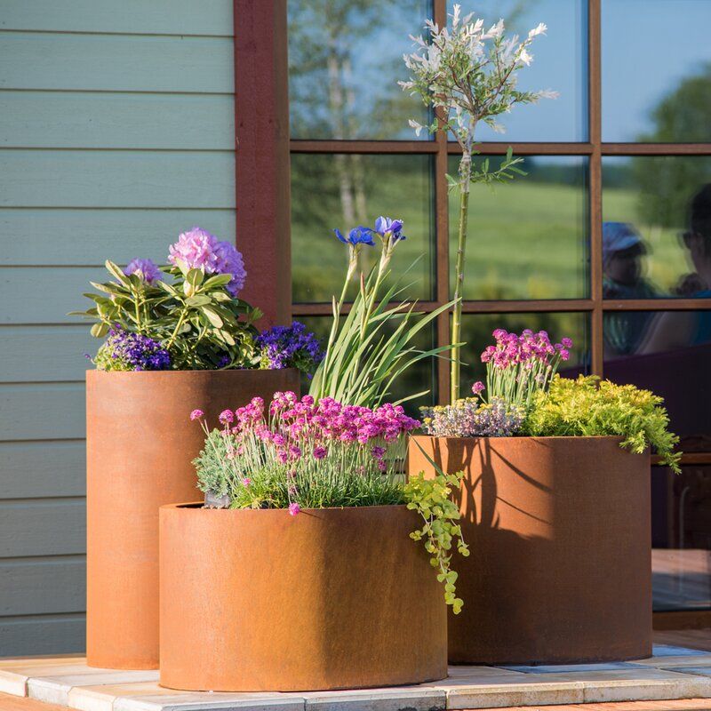Weather resistant steel flower pool